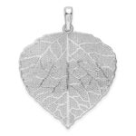 Sterling Silver Rhodium-plated Polished & D/C Lrg Leaf Pendant - Image 3