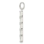 Sterling Silver Polished CZ Bar Pendant - Image 2