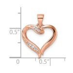 Sterling Silver Rose-tone CZ Open Heart Pendant - Image 3