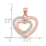 Sterling Silver Rose Tone CZ Double Heart Pendant - Image 3