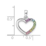 Sterling Silver Rhodium-plated Nano Crystal Heart Pendant - Image 3