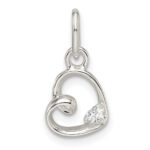 Sterling Silver CZ Heart Pendant
