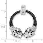 Sterling Silver Rhodium-plated Polished CZ Double Cheetah Head Pendant - Image 3