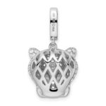 Sterling Silver Rhodium-plated Green & White CZ Panther Pendant - Image 3