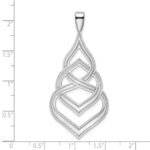 Sterling Silver Rhod. Polished Grooved Fancy Drop Pendant - Image 3