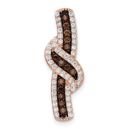 Sterling Silver Rose-tone Black Rhodium-plated CZ Fancy Chain Slide