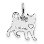 Sterling Silver Rhodium-plated Cat w/Heart Pendant - Image 4