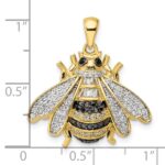 Sterling Silver Blk/White RH-plated Gold Tone CZ Bumblebee Pendant - Image 3