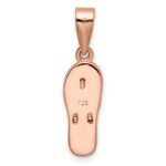 Sterling Silver Rose-tone Polished Pink Created Opal Inlay Flip Flop Pendan - Image 4