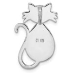 Sterling Silver Rhodium-plated Polished Larimar Cat Chain Slide - Image 4