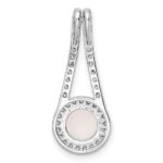 Sterling Silver Rhodium-plated Polished White Opal & CZ Halo Pendant - Image 4
