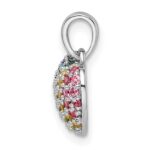 Sterling Silver Rhodium-plated Rainbow Nano Crystal Heart Pendant - Image 2