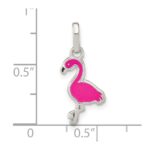 Sterling Silver Hot Pink & Black Enameled Flamingo Children's Pendant - Image 3