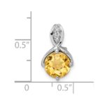 Sterling Silver RH-plated Circle 1.86t.w. Citrine/White Topaz Pendant - Image 3