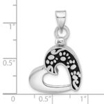 Sterling Silver Rhodium-plated Enamel Heart with Paw Prints Pendant - Image 5