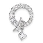 Sterling Silver Rhod-plated CZ Circle Chain Slide Pendant