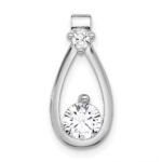 Sterling Silver Rhodium-plated with CZ Teardrop Shape Chain Slide