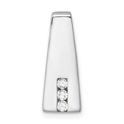Sterling Silver Rhodium-plated CZ Chain Slide Pendant
