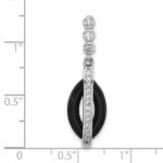 Sterling Silver Rhodium-plated Polished CZ Black Resin Pendant - Image 4