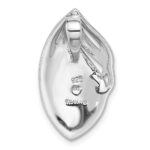Sterling Silver Rhodium-Plated Polished Oval Abalone Chain Slide Pendant - Image 3