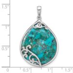 Sterling Silver Rhodium-plated Reconstituted Turquoise Teardrop Pendant - Image 4