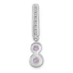 Sterling Silver Rhodium-plated Polished Purple CZ Chain Slide - Image 3