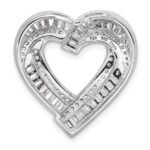 Sterling Silver Rhodium-plated CZ Heart Chain Slide Pendant - Image 3