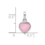 Sterling Silver Rhodium-plated Pink Mother of Pearl Heart Pendant - Image 4