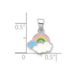 Sterling Silver RH-plated Multi-color Enamel Rainbow Children's Pendant - Image 4