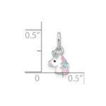 Sterling Silver Rhodium-plated Children's Enamel Unicorn Pendant - Image 4