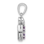 Sterling Silver Rhodium-plated Amethyst and CZ Swirl Pendant - Image 2