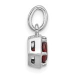 Sterling Silver Rhodium-plated Polished Solitaire Garnet Charm Pendant - Image 2