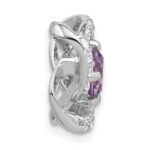 Sterling Silver Rhodium-plated Polished Amethyst/CZ Chain Slide Pendant - Image 2