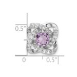 Sterling Silver Rhodium-plated Polished Amethyst/CZ Chain Slide Pendant - Image 4