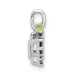 Sterling Silver Rhodium-plated Amethyst and Peridot Grapes Pendant - Image 2