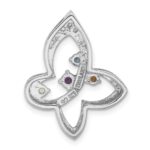 Sterling Silver Rhodium-plated Rainbow Multi-Gemstone Butterfly Chain Slide - Image 3