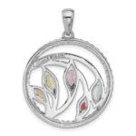 Sterling Silver Rhodium-plated Rainbow Multi-Gemstone Pendant - Image 3