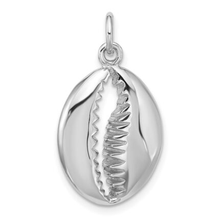 Sterling Silver Rhodium-plated Polished Cowrie Shell Pendant