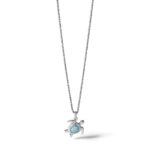 Sterling Silver Rhodium-plated Polished CZ Turtle Pendant - Image 5