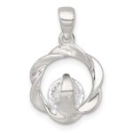 Sterling Silver Polished CZ in Twisted Circle Pendant - Image 3