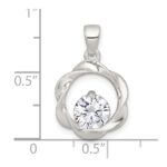 Sterling Silver Polished CZ in Twisted Circle Pendant - Image 4
