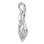 Sterling Silver Rhodium-plated Dangle Vibrant Moving CZ Open Teardrop Swirl Pendant - Image 2