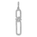 Sterling Silver Rhodium-plated CZ Twisted Rectangle Pendant