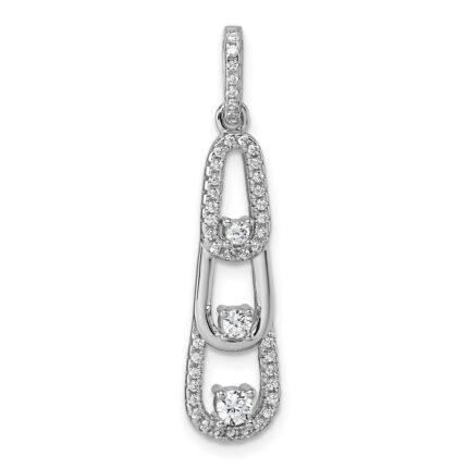 Sterling Silver Rhodium-plated 3-Stone CZ Dangle Pendant