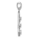 Sterling Silver Rhodium-plated 3-Stone CZ Pointed Pendant - Image 2