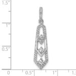 Sterling Silver Rhodium-plated 3-Stone CZ Pointed Pendant - Image 4