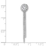 Sterling Silver Rhodium-plated CZ Halo with Dangle Bar Chain Slide Pendant - Image 4