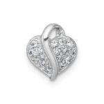 Sterling Silver Rhodium-plated Polished Pave CZ Heart Childrens Pendant