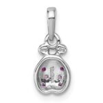 Sterling Silver Rhodium-plated Polished Pink And Red CZ Lady Bug Pendant - Image 3