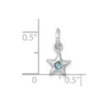 Sterling Silver Madi K Rhodium-plated Polished Blue Crystal Center Star Childrens Pendant - Image 4